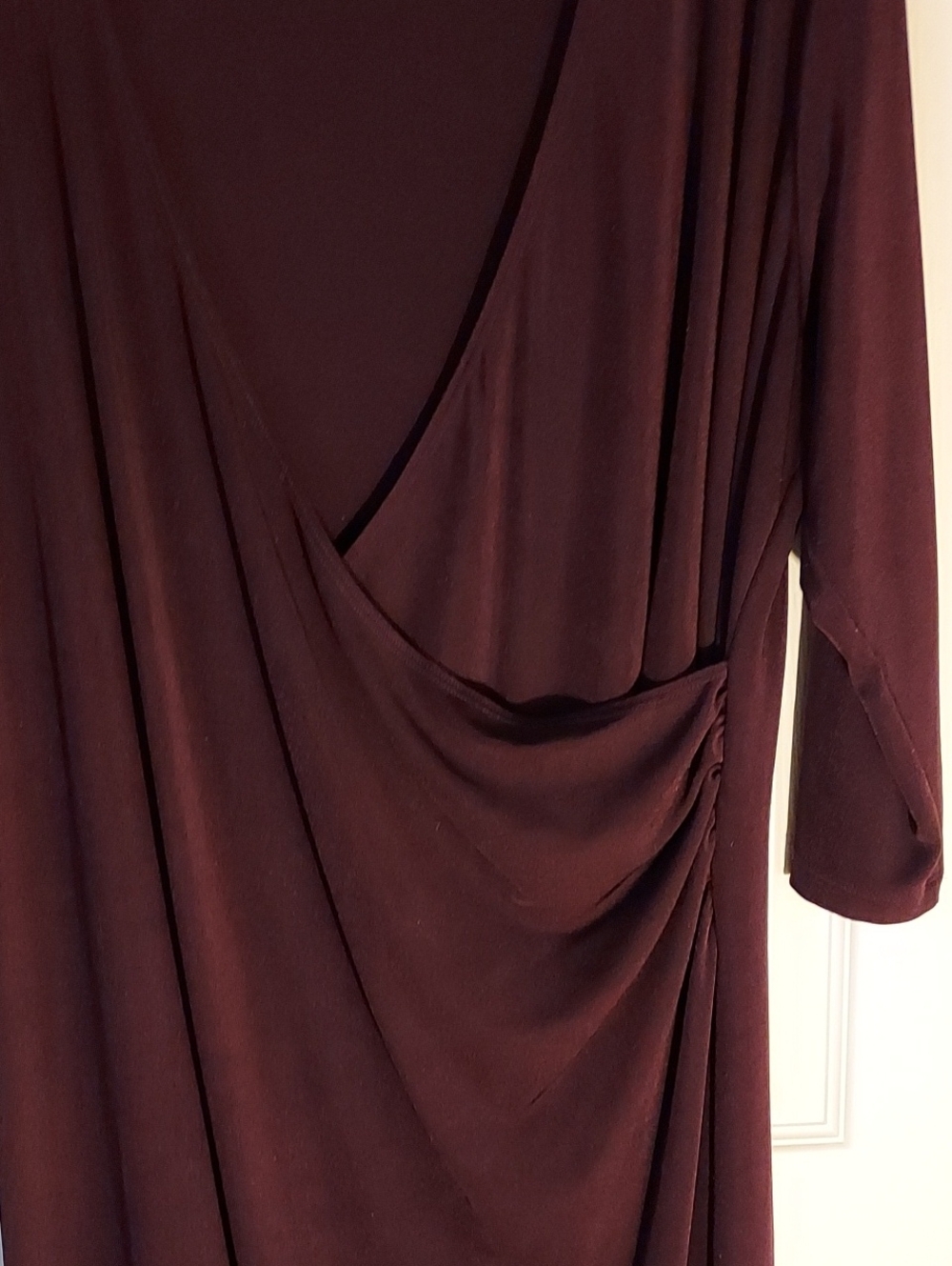 Classic Draped Midi Dress in Deep Plum - Picture 2 of 6